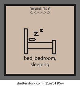bed, bedroom sleeping  vector icon