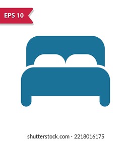 Bed, bedroom vector icon. Professional pixel-aligned icon in glyph style.