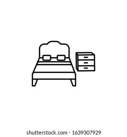 bed, bedstead line icon on white background
