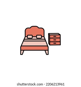 bed, bedstead line icon on white background. Signs and symbols can be used for web, logo, mobile app, UI, UX