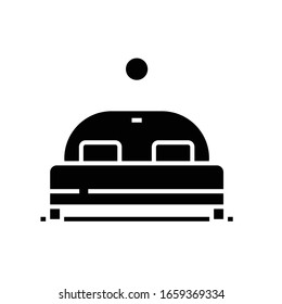 Bed black icon, concept illustration, vector flat symbol, glyph sign.