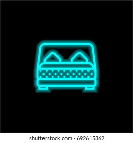 Bed blue glowing neon ui ux icon. Glowing sign logo vector