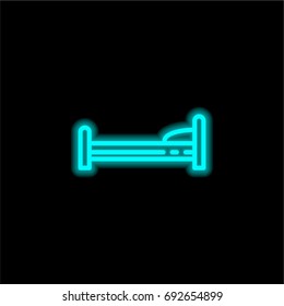 Bed blue glowing neon ui ux icon. Glowing sign logo vector