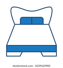 Bed Blue Line Editable Stroke Icon. Real Estate, Building, House, Home, Property Vector Illustration