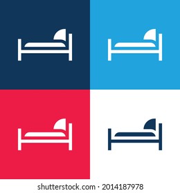 Bed azul y rojo cuatro colores conjunto de iconos mínimo