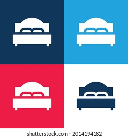 Bed blue and red four color minimal icon set
