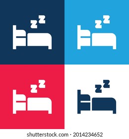 Bed blue and red four color minimal icon set