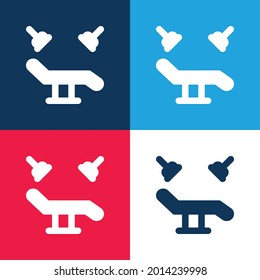 Bed blue and red four color minimal icon set