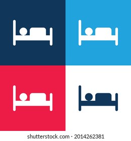 Bed blue and red four color minimal icon set