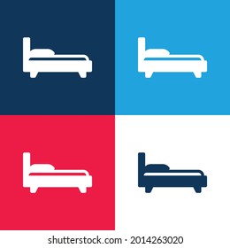 Bed blue and red four color minimal icon set