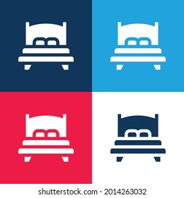 Bed blue and red four color minimal icon set