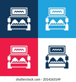 Bed blue and red four color minimal icon set