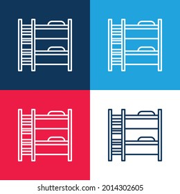 Bed blue and red four color minimal icon set