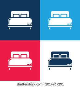 Bed blue and red four color minimal icon set