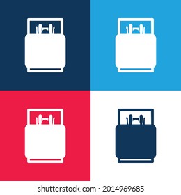Bed blue and red four color minimal icon set