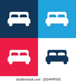 Bed blue and red four color minimal icon set