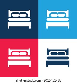 Bed blue and red four color minimal icon set