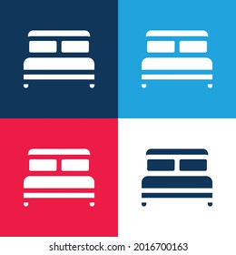 Bed blue and red four color minimal icon set