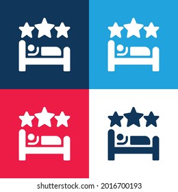 Bed blue and red four color minimal icon set