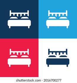Bed blue and red four color minimal icon set