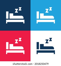 Bed blue and red four color minimal icon set