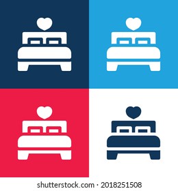 Bed blue and red four color minimal icon set
