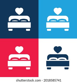 Bed blue and red four color minimal icon set