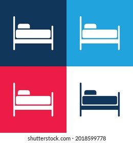 Bed blue and red four color minimal icon set