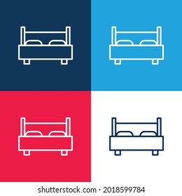 Bed blue and red four color minimal icon set