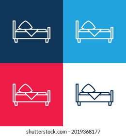 Bed blue and red four color minimal icon set
