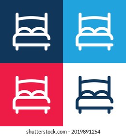 Bed blue and red four color minimal icon set