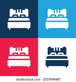 Vier-Farben-Minimal-Icon-Set für Bed-blau und Rot