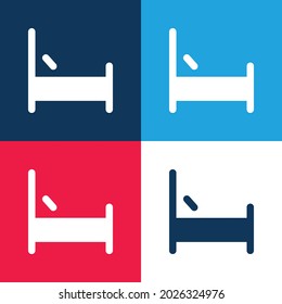 Bed azul y rojo cuatro colores conjunto de iconos mínimo