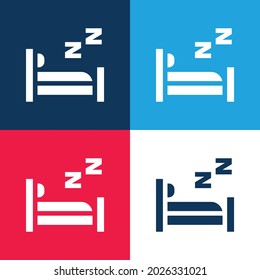 Bed blue and red four color minimal icon set