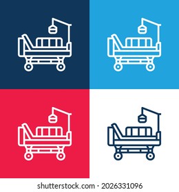 Bed blue and red four color minimal icon set