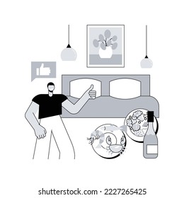 Bed and breakfast abstract concept vector illustration. Home accommodation, hotel and hospitality industry, trip planning, online booking, guest review, family home review abstract metaphor.