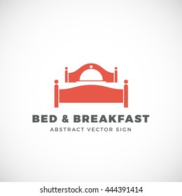 Bed And Breakfast Abstract Vector Sign. Dish Cover Negative Space Symbol Incorporated In Sleep Icon. Isolated.