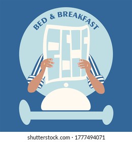 Bed and Breakfast Concept Symbol Icon or Logo Template