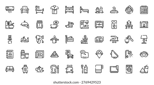 Bed And Breakfast Hotel Accommodation Hospitality Icon Set