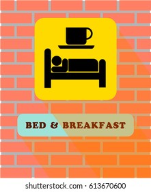 Bed and Breakfast Hotel sign on the brick wall vector made