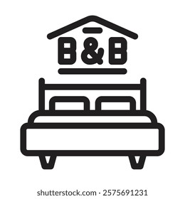 Bed and breakfast icon. Editable line icon. Vector illustration
