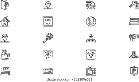 Bed and breakfast icons High-Quality Vector Icons Collection with Editable Stroke. Ideal for Professional and Creative Projects.