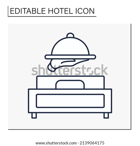  Bed and breakfast line icon. Service in small hotel. Private room for sleep for night with morning meal.Hotel concept. Isolated vector illustration. Editable stroke