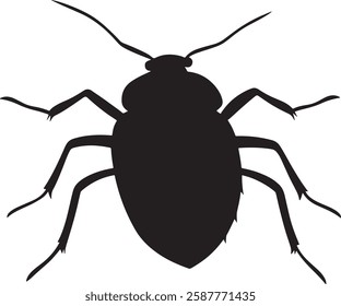 Bed Bug Silhouette Vector Illustration, Isolated on White Background.