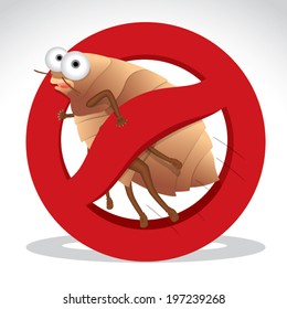 Bed Bug Vector. Stop Bed Bug Sign. No Bed Bug. Illustration Of Prohibited Sign