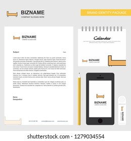 Bed Business Letterhead, Calendar 2019 and Mobile app design vector template