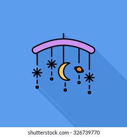 Bed carousel icon. Flat vector related icon with long shadow for web and mobile applications. It can be used as - logo, pictogram, icon, infographic element. Vector Illustration. 