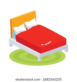 Bett mit sauberen Blättern, die Hygiene und Komfort symbolisieren, 2D-Vektordesign