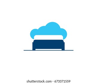 bed with cloud behind headbed to symbolize nice sleeping like in the air