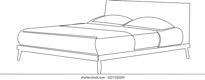 bed continuous line drawing, vector, sketch